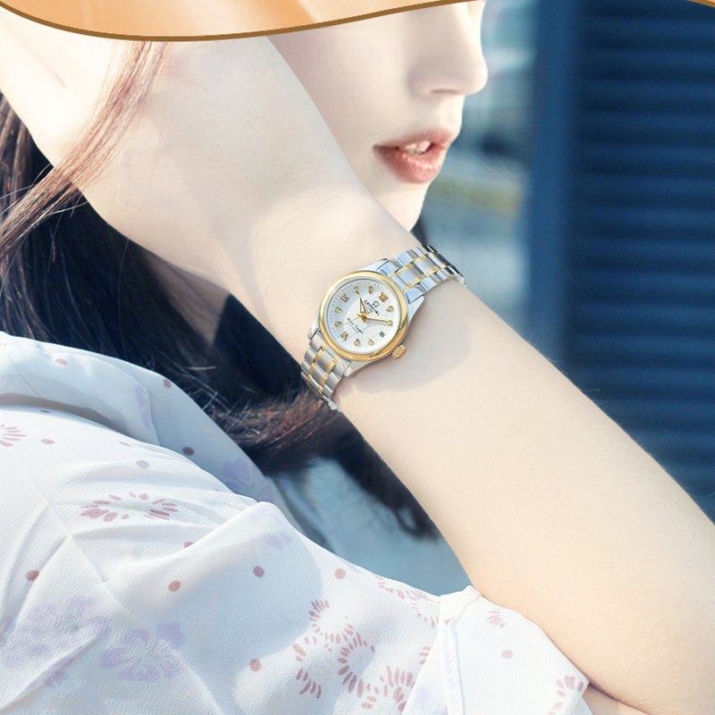 瑞士嘉年华CARNIVAL手表 新款全自动机械表 女士日历夜光防水女表休闲时尚商务手表金属精钢表带品牌女神表183-女款高清大图