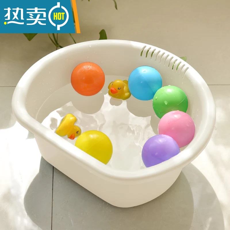 JING PING加厚塑料脸盆家用大号长方形水池盆厨房洗菜盆浴室脚盆圆形收纳框 半圆白色