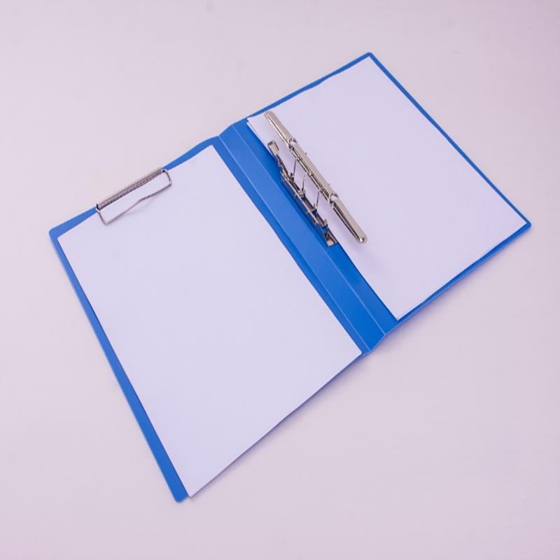 得力蓝色a4文件夹双夹办公
