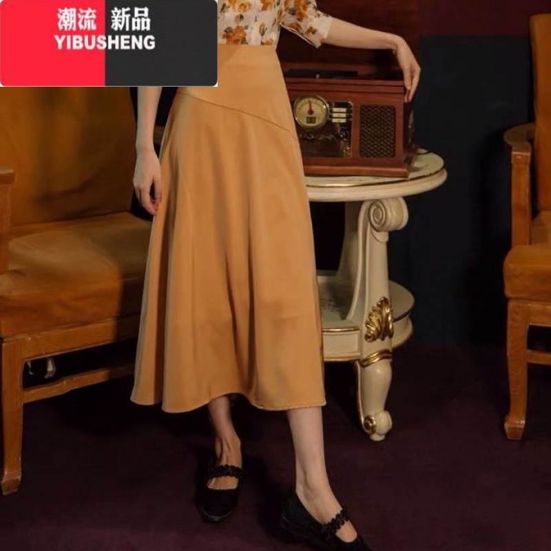 YIBUSHENG港风复古女装80年代雪纺衫艺术生裙子连衣裙套装碎花衬衫上衣chi港 M推荐95110斤 黄色半身裙