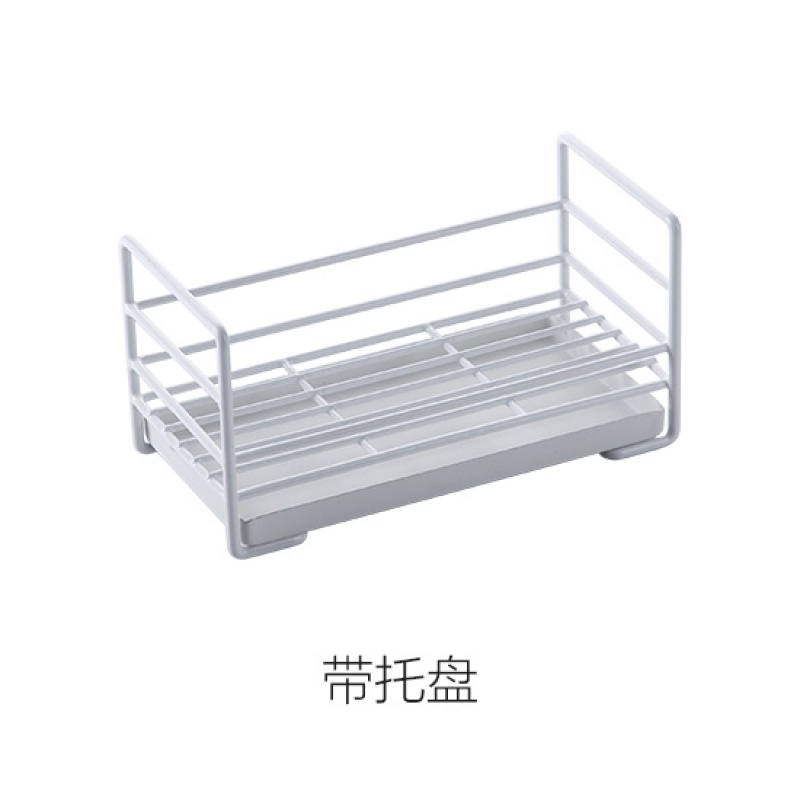 铁艺海绵收纳架水池置物架家用厨房台面水抹布杂物沥水架收纳层架三维工匠 带托盘