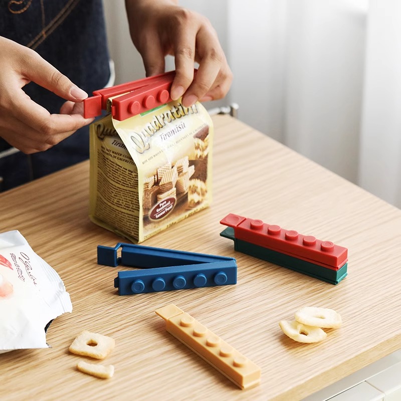 食品密封夹积木创意塑料保鲜夹零食袋子多功能家用厨房防潮密封器-混款-4个/1盒高清大图