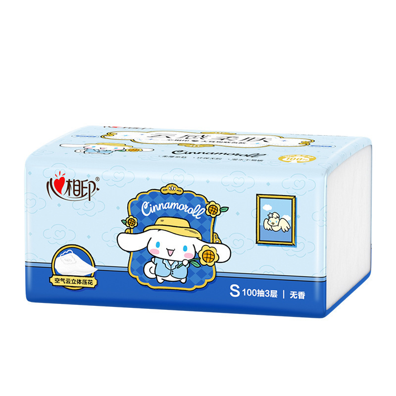 DT17100(箱装)心相印云感 100抽20包三层立体压花塑装面巾纸三丽鸥联名款高清大图