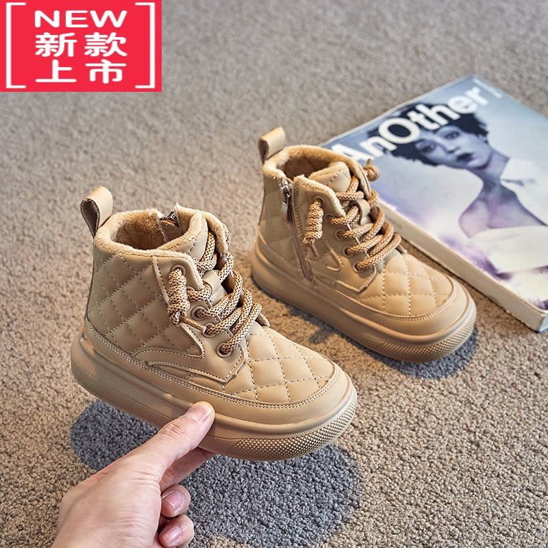 可莉允儿童二棉鞋女童马丁靴2022新款秋冬季雪地靴男童加绒加厚宝宝短靴图片