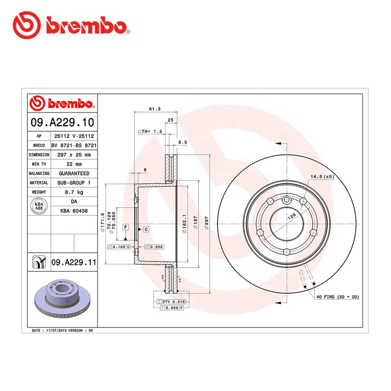 布雷博(brembo)前盘09.A259.11适配04-12款款宝马3系/10-15款宝马X1(E84)(对装)