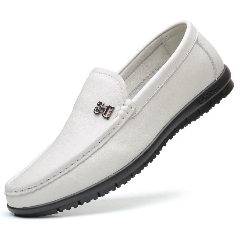 新款豆豆鞋男夏季真皮透气爸爸鞋一脚蹬软底男鞋休闲皮鞋图片