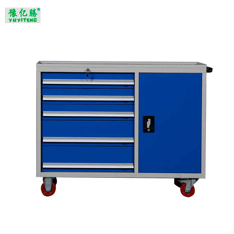 豫亿腾 五抽工具车(带门) 车间用双开门储物柜 加厚五金收纳箱抽屉式铁皮刀具柜子 可定制