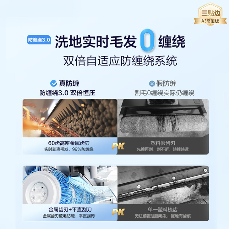 海尔(Haier)洗地机A3[小红花系列]可水洗清洁 洁净无导味70℃℃热水洗风烘干180°平躺防缠高清大图