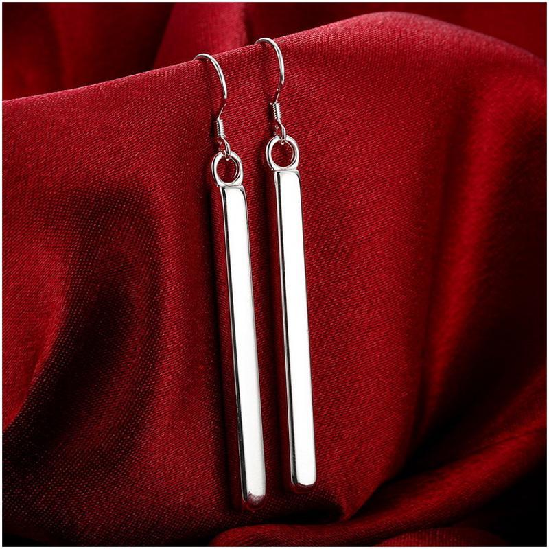 E002Women silver plated earring镀925纯银长款简约时尚耳环耳饰