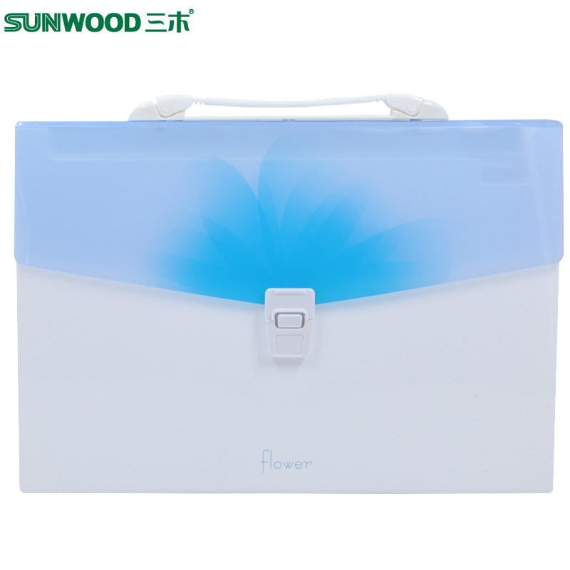 三木(SUNWOOD)EX4339 A4/12格风琴包2个装 Flower系列手提式文件包 试卷袋 多层文件袋 资料包
