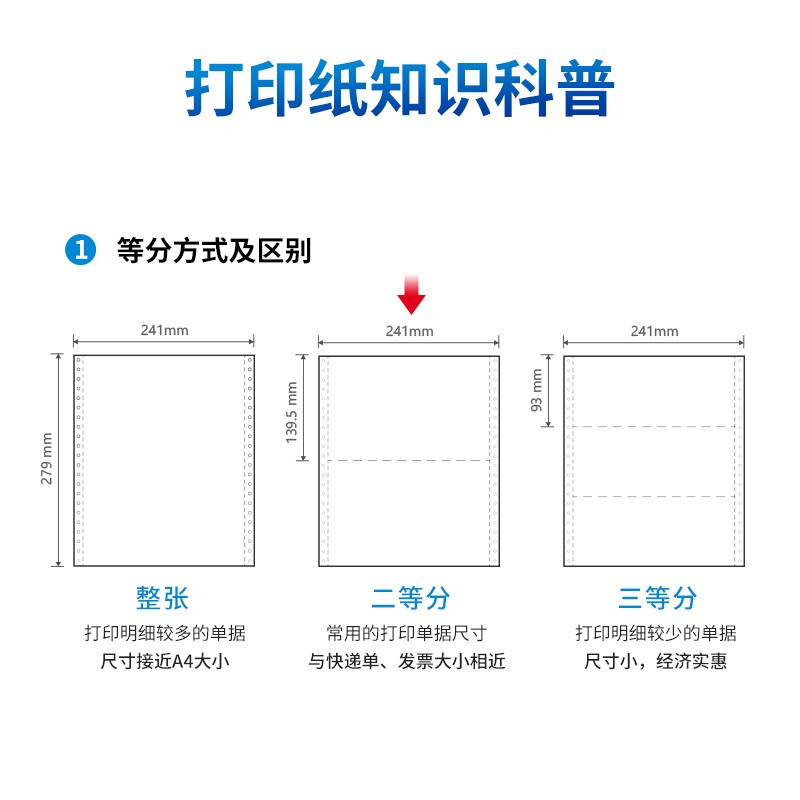 得力(deli)佳宣系列J241-3电脑打印纸 三联二等分600页/箱 发货单销售出库单发票纸清单纸 彩色撕边