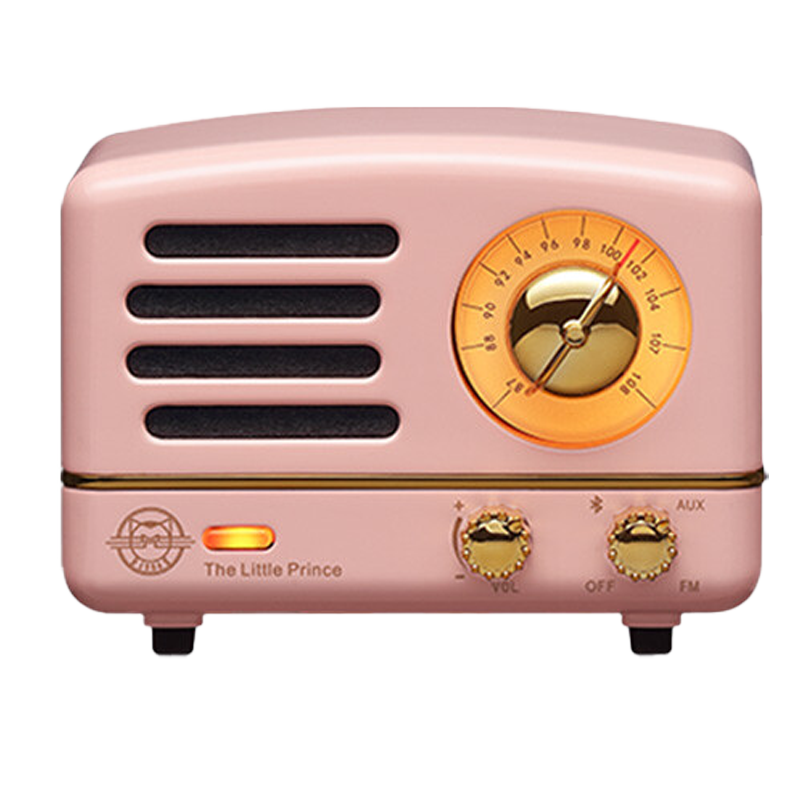 猫王音响 小王子OTR无线便携式蓝牙音箱可爱复古迷你小音响家用金属低音炮收音机七夕情人节礼物奥黛丽粉高清大图