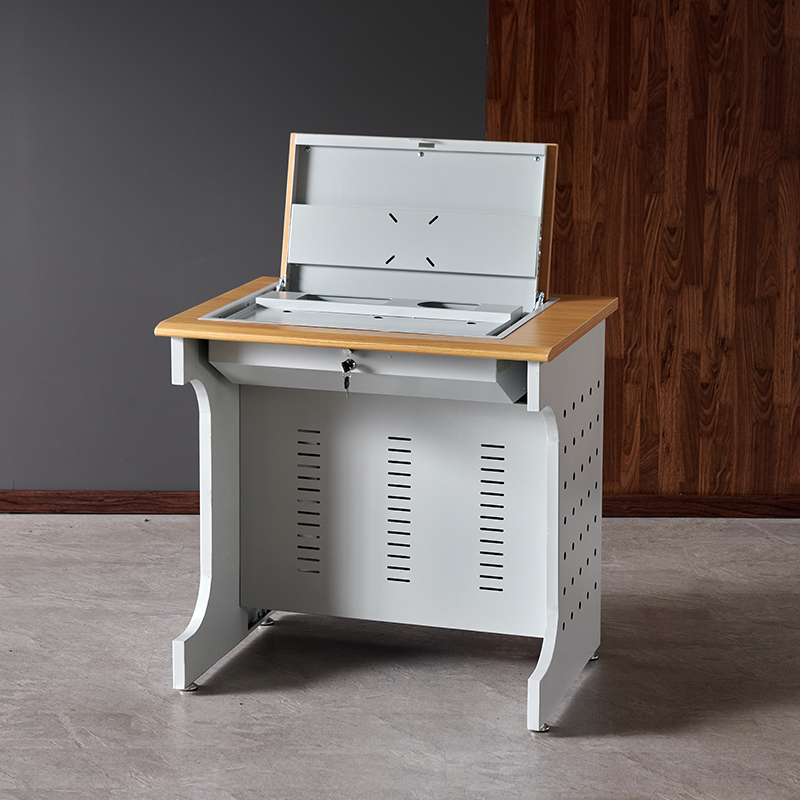 臻远ZY4012416隐藏式翻转电脑桌培训桌教室机房多媒体学习桌办公桌B款单人位高清大图