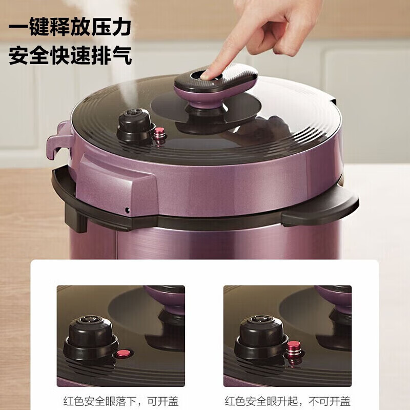 美的(Midea)电压力锅大容量双胆电高压锅旋钮控制一键排气多功能高压电饭锅 MY-YL60M131高清大图