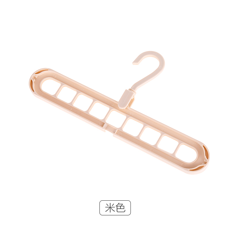 多功能衣架家用挂衣架子折叠魔术收纳九孔衣服架晾晒衣架阳台晾晒架 三维工匠 米色 3个