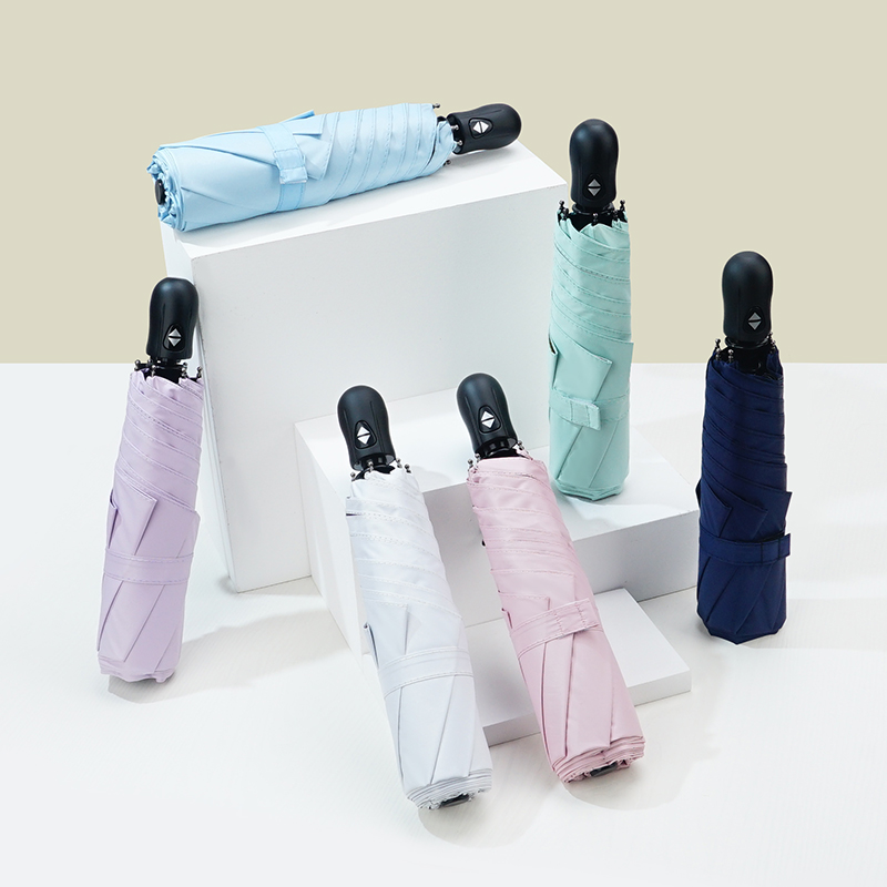 红叶三折自开收超薄黑胶恬美伞 超轻全自动雨伞女晴雨两用太阳伞小巧便携防晒遮阳伞防紫外线 颜色随机-3570