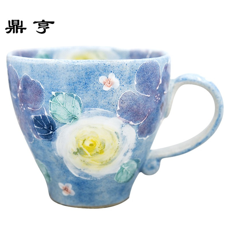 鼎亨现货再入 日本 手绘繁花彩花 马克杯茶杯水杯 咖啡杯