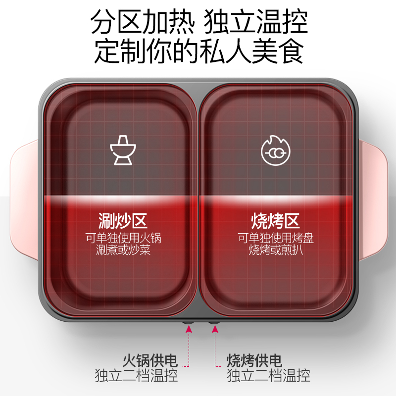 网红多功能料理锅家用电烤盘小型宿舍多用涮火锅烤肉机