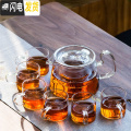三维工匠耐热玻璃茶具套装家用功夫茶具带过滤不锈钢内胆泡花茶壶茶杯整套 透明色亮彩壶7件套（1壶6杯）