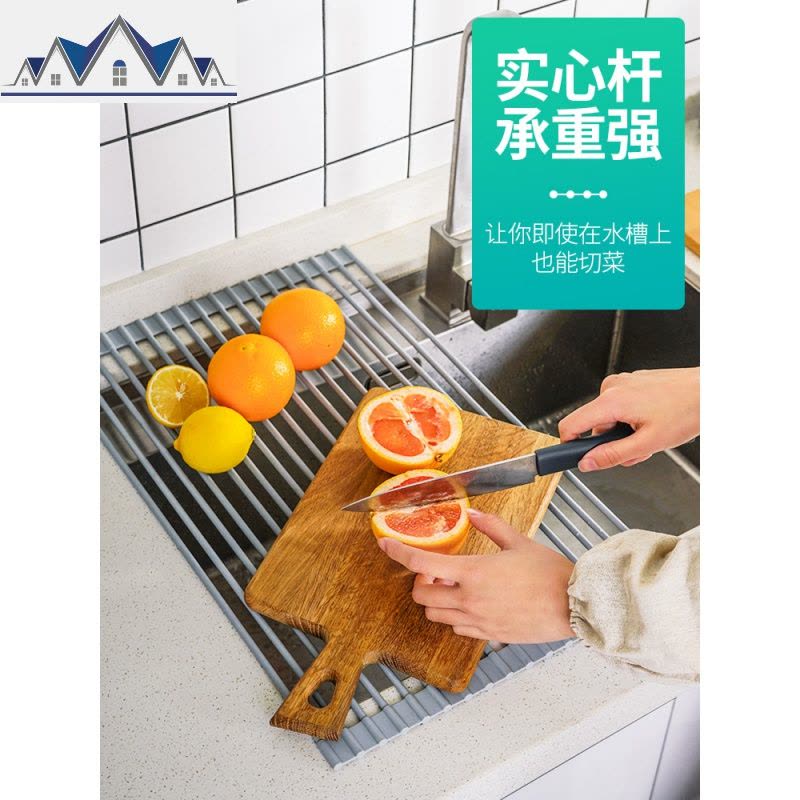 可折叠厨房沥水架置物架子水上方水池晾碗筷池洗碗碟篮家用碗架 三维工匠图片