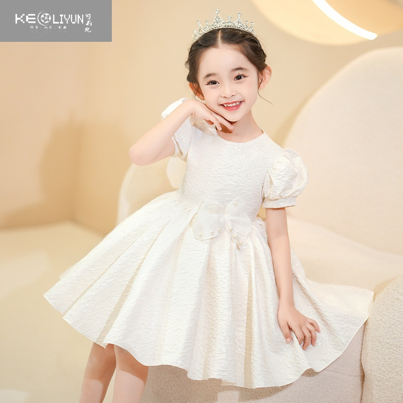 可莉允女童连衣裙白色夏装儿童公主裙小女孩礼服生日裙子女宝宝夏季