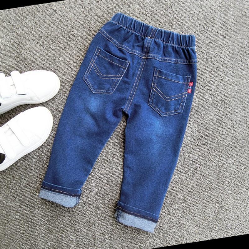 童装儿童裤子长裤春装小男童针织牛仔裤宝宝小脚裤潮8110cm蓝色