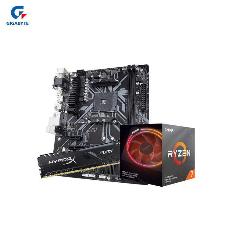 技嘉B450M-S2H主板+AMD锐龙7 3700X CPU+金士顿Fury 2666 8G内存