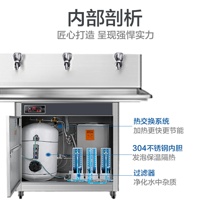 优沃德 直饮水机商用开水器学校工厂大容量温开水机带过滤恒温节能全自动开水机大型不锈钢烧水机 一开五温6KW/380V