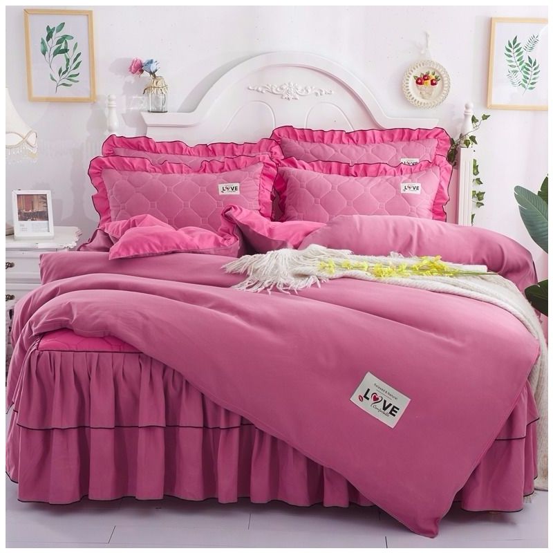 sleepybear全套夹棉秋冬床裙床罩床笠四件套公主床罩加棉被套四件套床