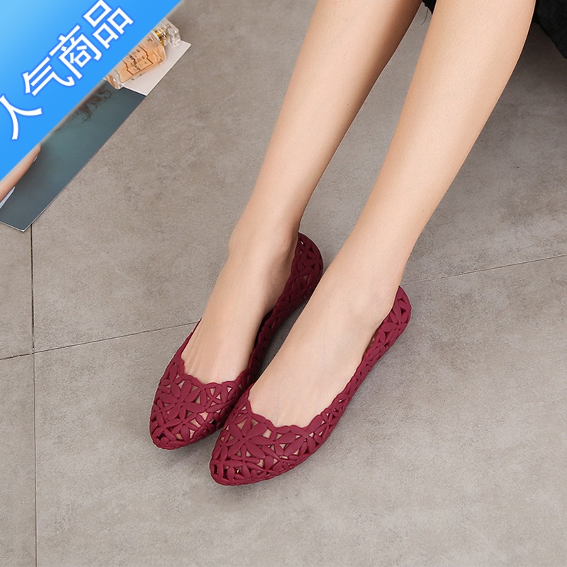 SUNTEK2021新款水晶凉鞋女夏浅口包头休闲防滑平底外穿单鞋软底防底款平高清大图