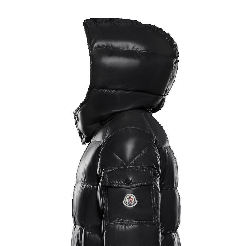 moncler蒙口陈奕迅同款maya男士黑色短款连帽可拆卸羽绒服外套