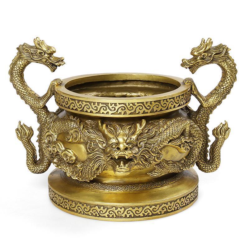 美帮汇双龙耳铜香炉 三足鼎香薰炉香炉家居寓意礼品 摆件高清大图