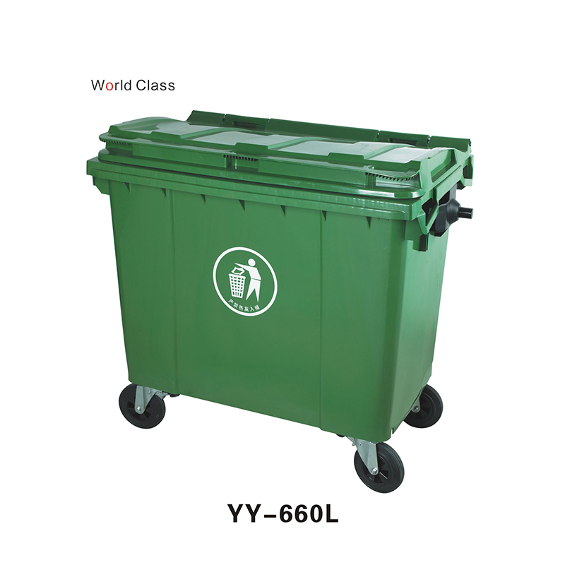 厂直销660L塑料垃圾桶带轮子可配铁耳朵加厚环卫垃圾桶可挂车高清大图