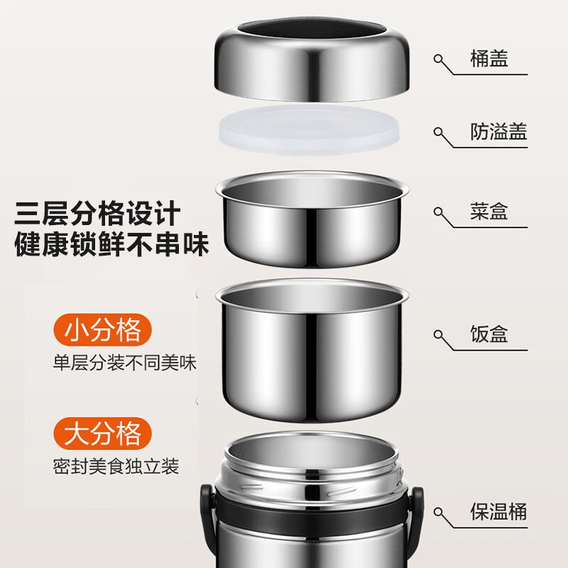 [补贴10%]保温饭盒保温桶多层大容量便携学生上班族带饭不锈钢便当盒高清大图