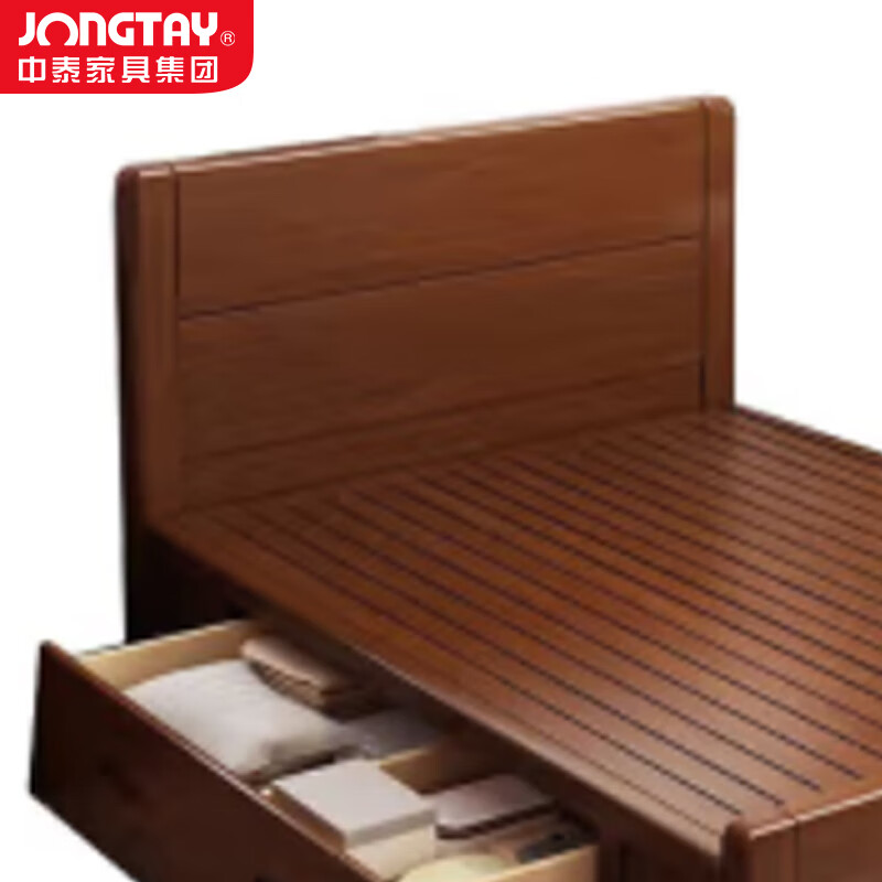中泰(jongtay)1.8米实木床单双人中式箱框床 J-CDZ64高清大图