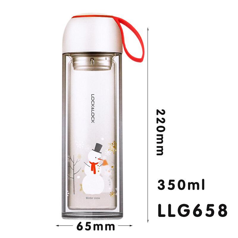 乐扣乐扣 LLG658 玻璃水杯 双层便携茶杯 350ml（一个装）可定制