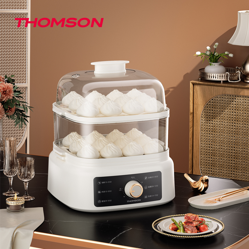 THOMSON 家用电蒸锅电火锅 快蒸锁鲜 多层加大容量智能蒸锅6L C-T0326高清大图