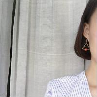 橘色天然玛瑙叠加三角几何耳环耳饰韩国气质简约 女R047送女朋友七夕情人节礼物