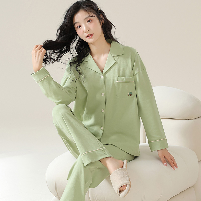 浪莎睡衣女春秋季纯棉长袖可外穿家居服开衫秋款月子孕妇休闲套装