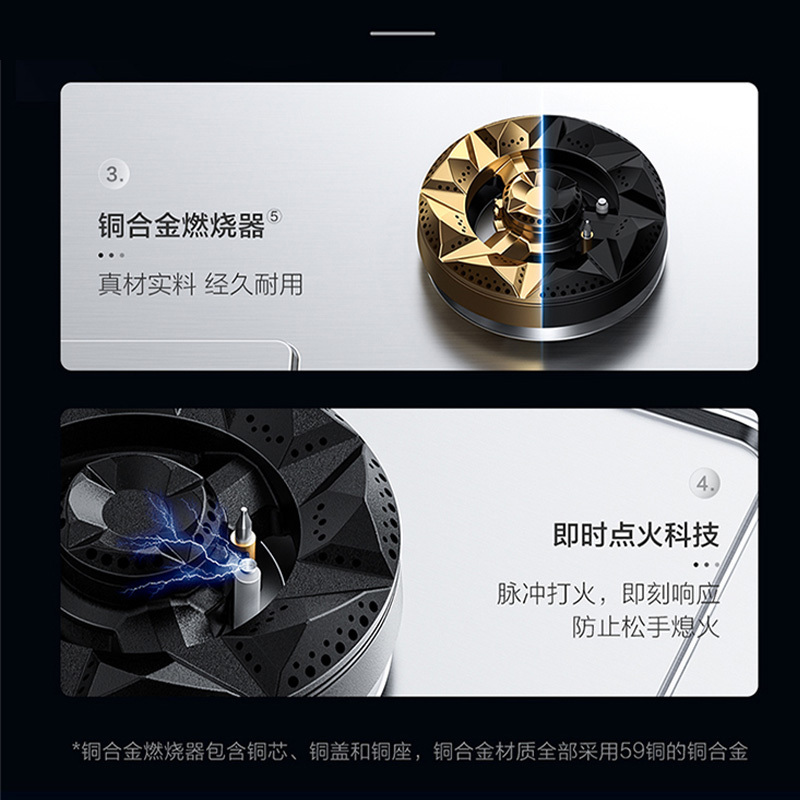 老板(ROBAM) 燃气灶嵌入式家用灶具不锈钢灶台双眼灶煤气灶 5.2kW火力可调节底盘台嵌两用单灶具57G7A熄火保护