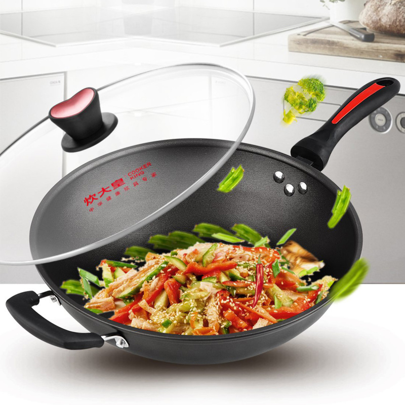 炊大皇炒锅36cm家用健康清新无油烟不粘锅厨房炒菜锅燃气灶电磁炉通用锅CKN4636BF高清大图