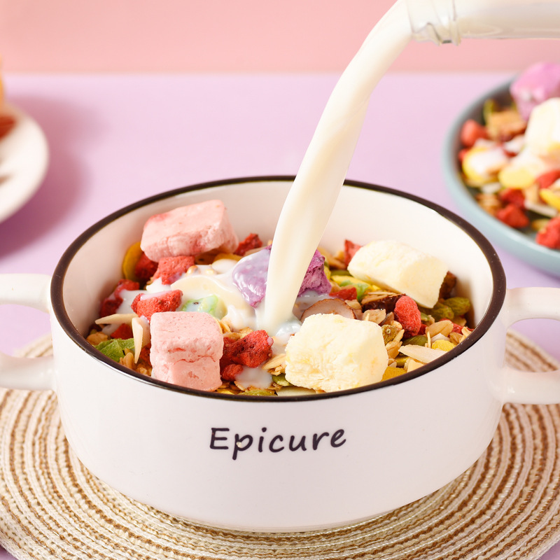 美粥食客 酸奶果粒冻干草莓麦片烘焙水果燕麦片500g*2罐装高清大图