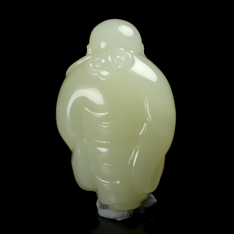 弥勒佛手把件天然真品青白玉佛公立体把玩件男女手玩件玉石玉挂件