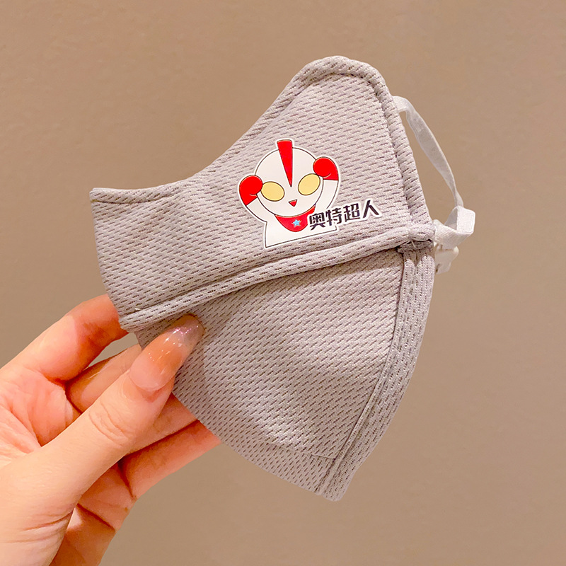 奥特曼口罩儿童口罩冬季宝宝防风男女童纯棉厚保暖面罩透气可水 1#灰色奥特曼（鼻处隐形开口透气）