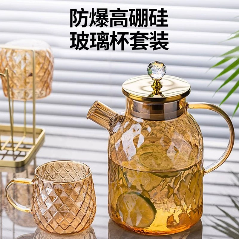 苏宁玻璃冷水壶家用客厅待客大容量耐高温凉水壶水杯扎壶套装2112高清大图
