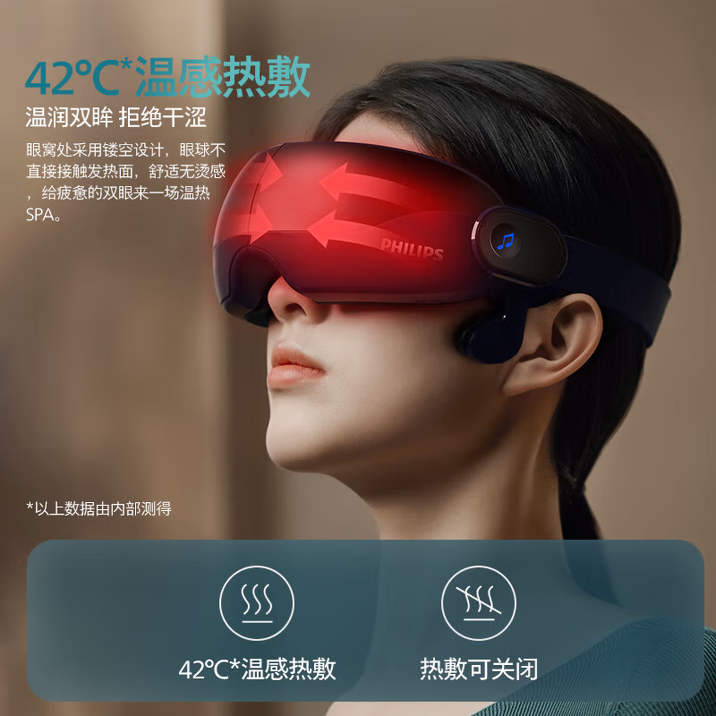 飞利浦(PHILIPS)眼部按摩器 护眼仪眼睛按摩器睡眠眼罩成人男女生生日礼物 音乐骨传导+气囊按摩 PPM7102E高清大图