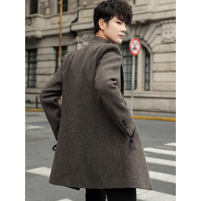 风衣中长款男士2020秋冬新款呢子大衣男韩版潮流毛呢帅气英伦外套风衣