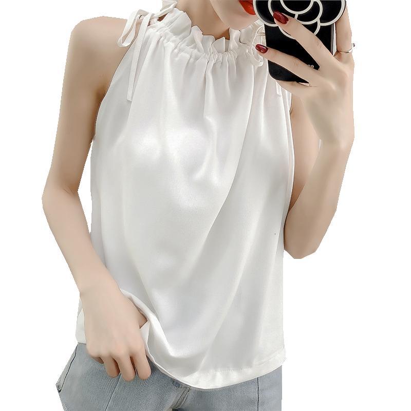 吊带小背心女外穿ins潮性感心机无袖雪纺衫露肩漏锁骨挂脖上衣夏