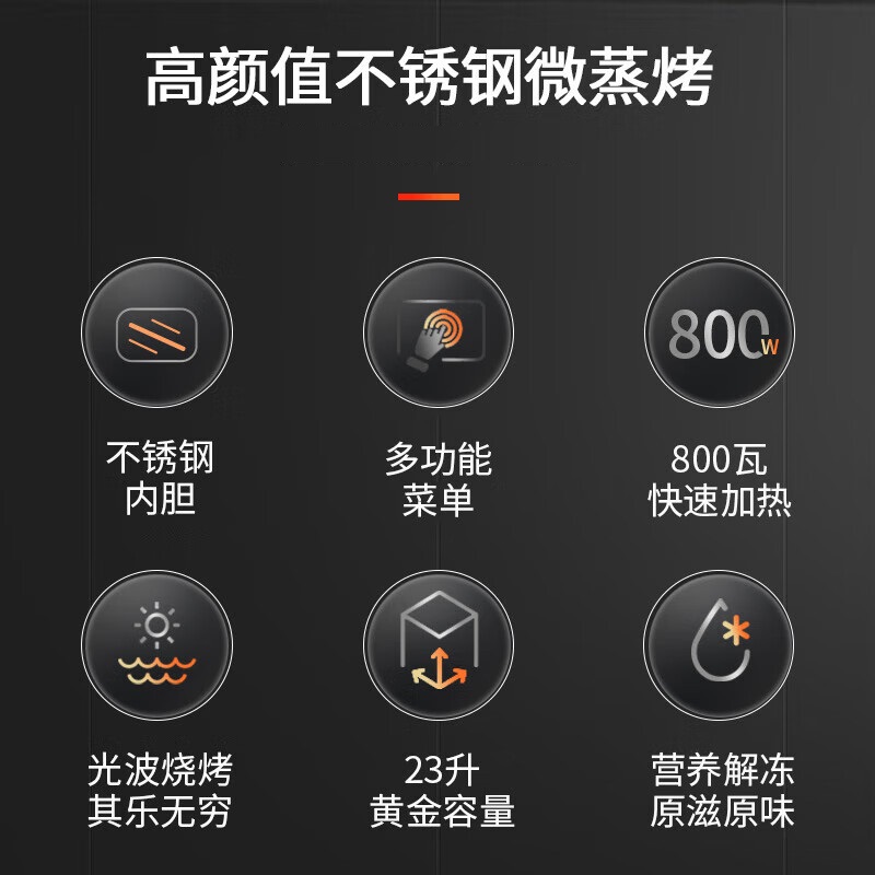 格兰仕(Galanz)微波炉家用大容量23升智能不锈钢内胆平板式易清洁光波炉烤箱微烤一体机C2S高清大图