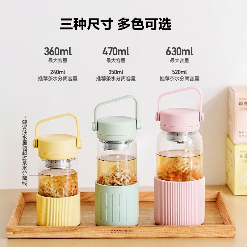 北鼎泡茶随手杯-钛茶篮630ML 燕麦白 CD1009高清大图